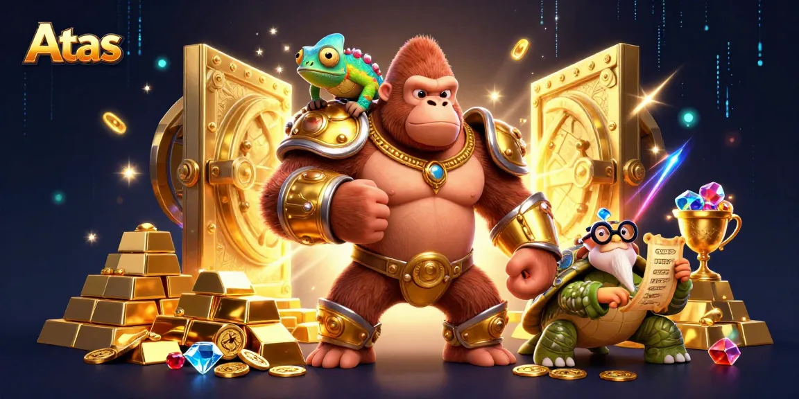 Experience thrilling gameplay at Atas casino featuring a powerful gorilla king in a vibrant gaming scene.