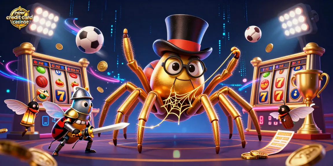Experience the excitement at new credit card casinos with a unique 3D illustration featuring engaging characters.