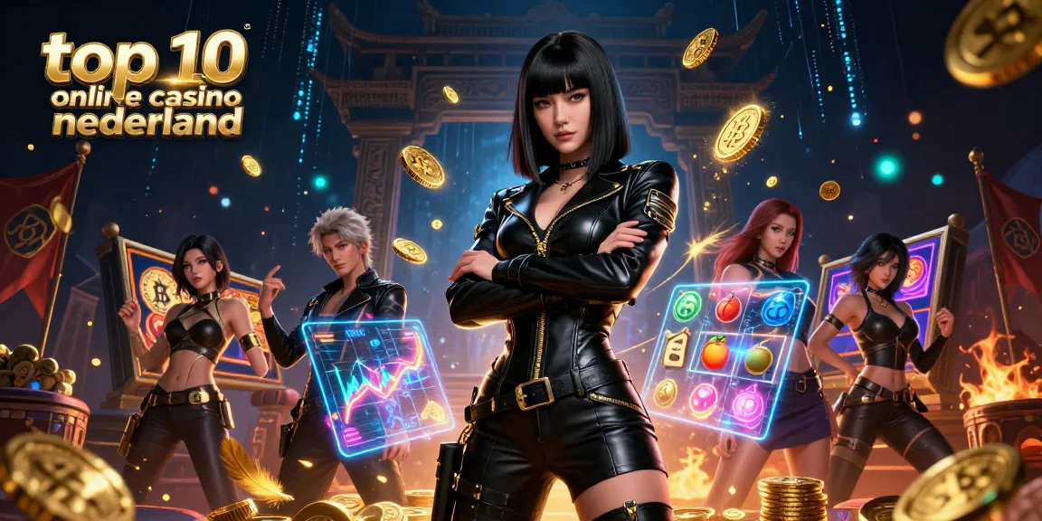 Experience top 10 online casino nederland with a stunning 3D scene featuring slot games and festive elements.