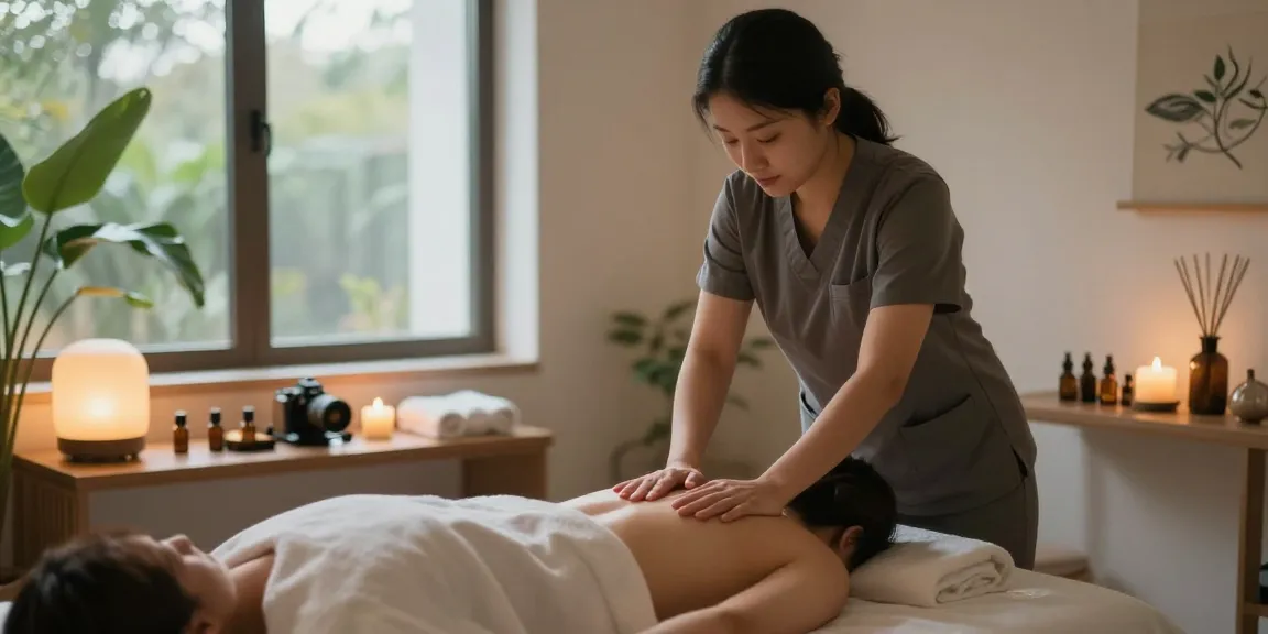 Relaxing 1인샵 massage therapy session in serene wellness studio