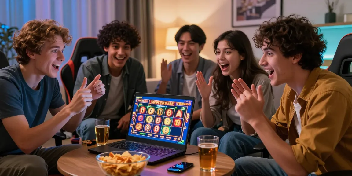 Exciting online gambling experience with friends enjoying slot deposit 5000, colorful graphics, and vibrant atmosphere.