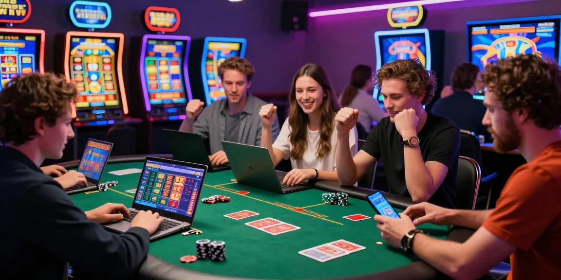 Experience the excitement of online casinos that accept credit cards in a lively gaming scene with diverse players.