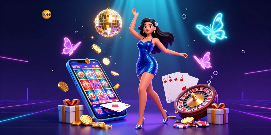 Experience exciting gameplay with Go88, featuring glamorous scenes of vibrant casino action and dynamic game elements.