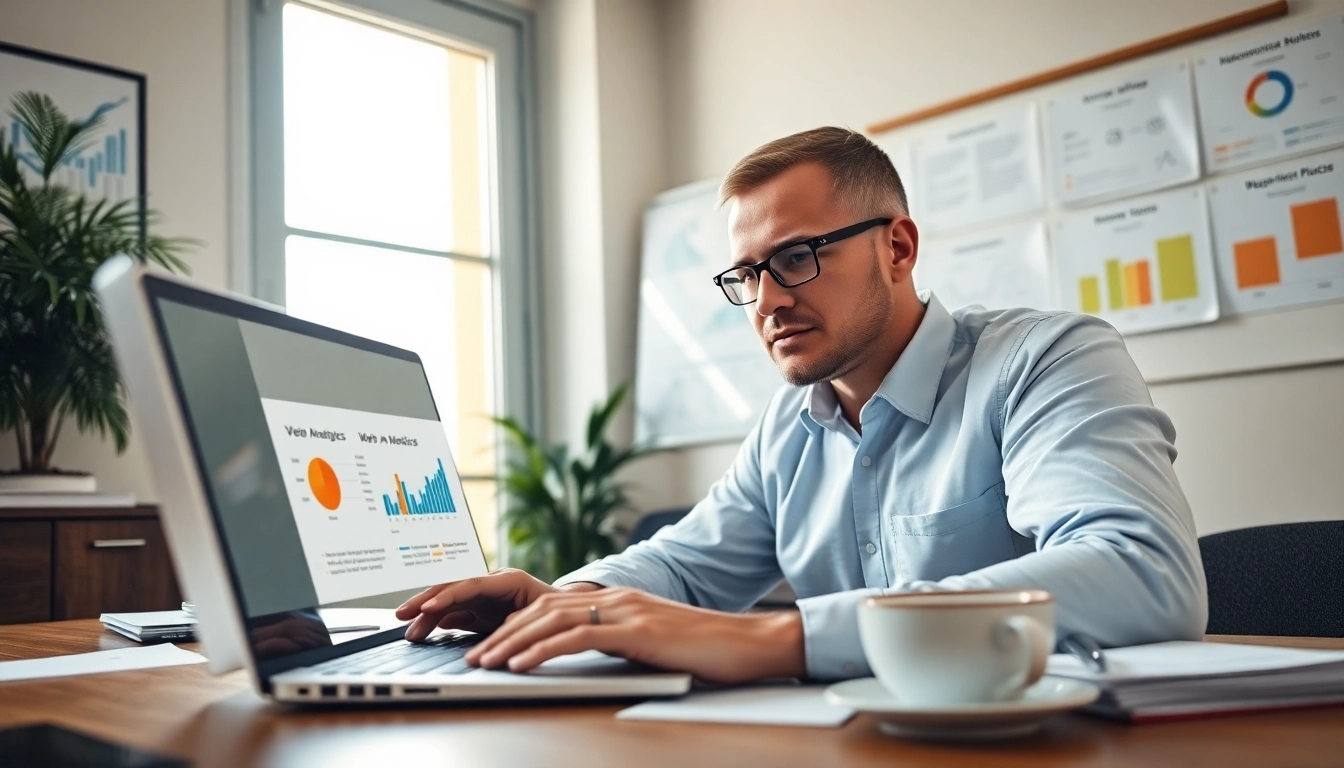 Boost online presence with Clearwater FL SEO expert analyzing data in a bright office.
