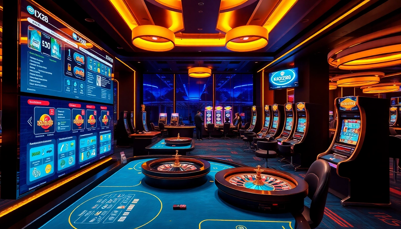 Players enjoying a thrilling moment at the kjc xx88 online casino with vibrant gaming interfaces.