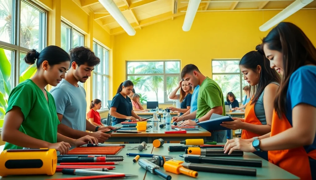 Students participating in hands-on training at hawaii trade schools.