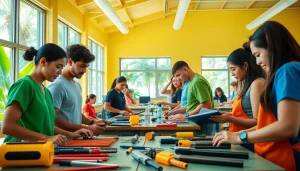 Students participating in hands-on training at hawaii trade schools.