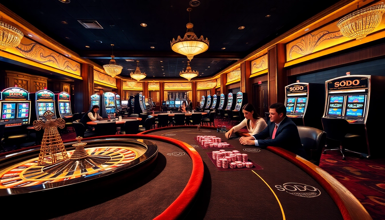 Players enjoying exciting games at SODO Casino, showcasing vibrant tables and thrilling atmosphere.