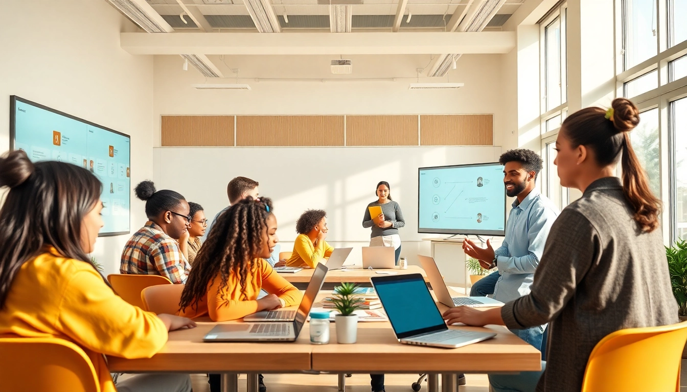 Education workshop fostering collaboration and innovation in a bright classroom.