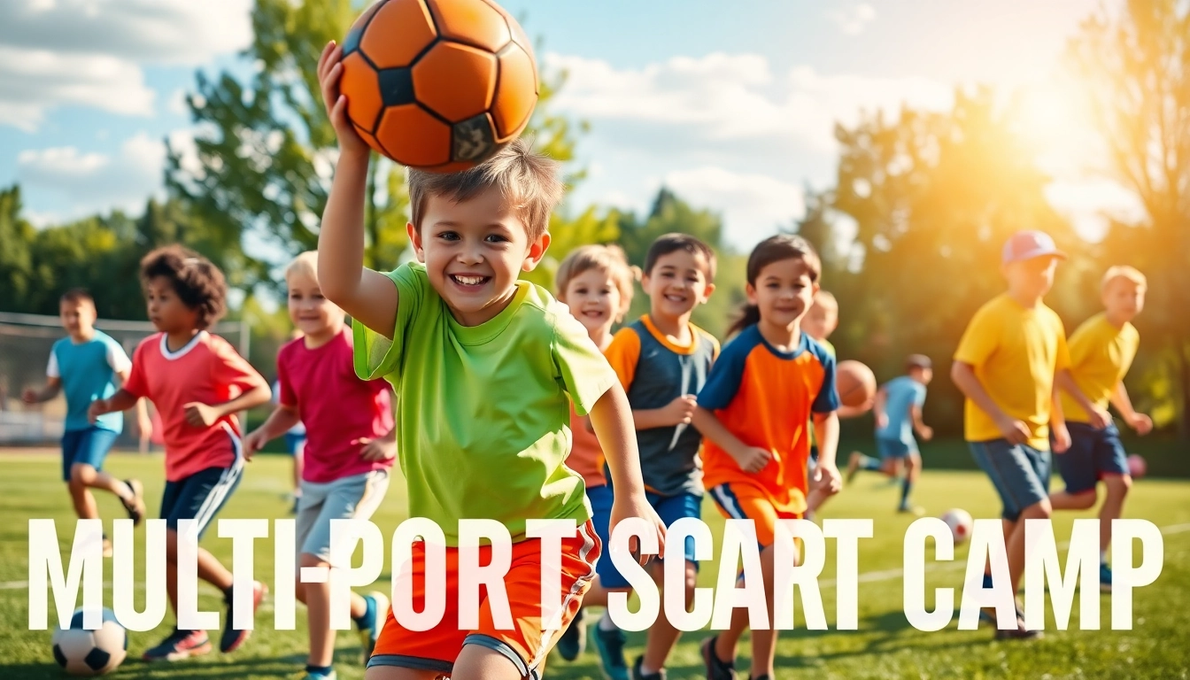 Children enjoying Multi Sports Camps for Boys, actively participating in soccer and basketball activities.