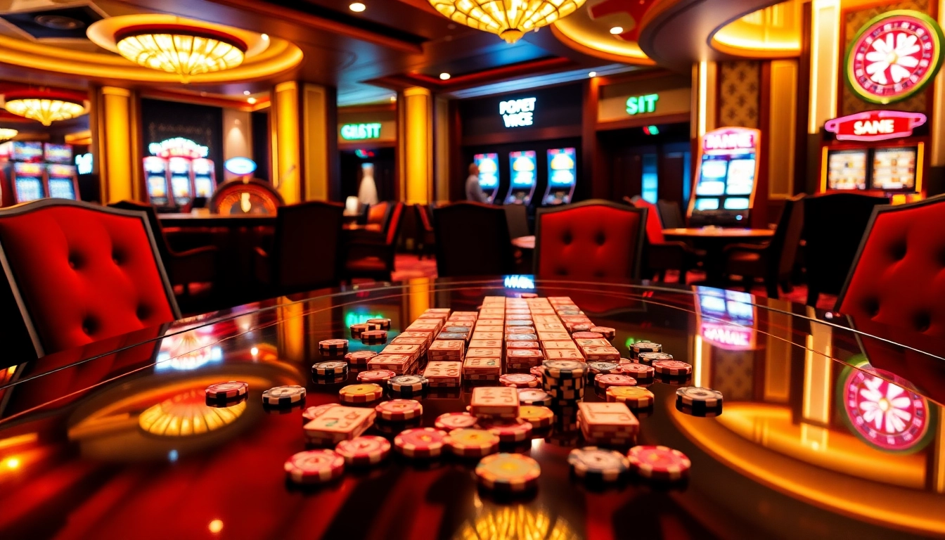 Play link mahjong in an upscale casino setting with vibrant tiles and engaging players.