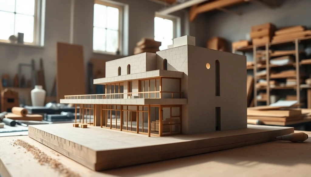 Detailiertes Modell im architekturmodellbau Bonn, handgefertigt und kreativ in einem modernen Atelier.