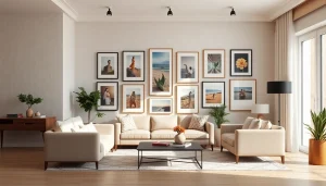 Efficient techniques for picture hanging showcased on an elegant gallery wall.