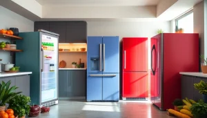 Discover high-quality refrigerator sales with modern appliances set in a stylish kitchen.