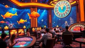 Bắt cá đổi thưởng in an exciting casino scene with vibrant colors and animated graphics.