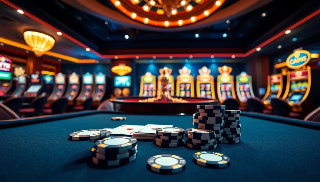Vivez des moments palpitants au casino en ligne France avec des jetons de poker et une roulette.