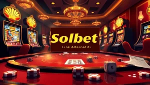 Experience sbobet link alternatif with vibrant slot machines and elegant poker chips in an online casino atmosphere.