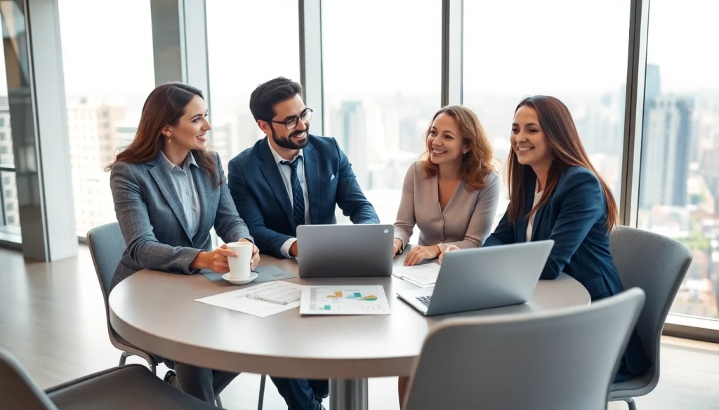 Enhancing Strategy Capture Management through collaborative business discussions in a modern office.