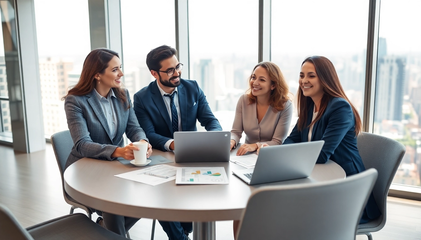 Enhancing Strategy Capture Management through collaborative business discussions in a modern office.