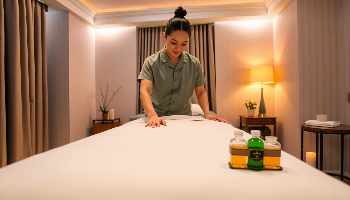 아늑한 호텔 객실에서 편안한 수원출장마사지 체험을 준비하는 전문 마사지사.